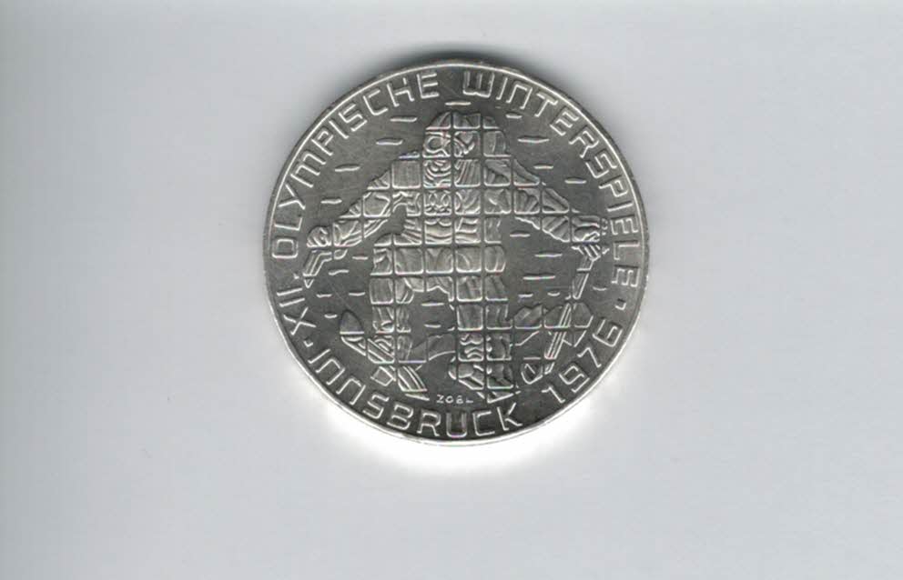 100 Schilling 1976 Winterolympiade Innsbruck Abfahrtsläufer Hall 15,36 Fein Ag Österreich (01914/8)   