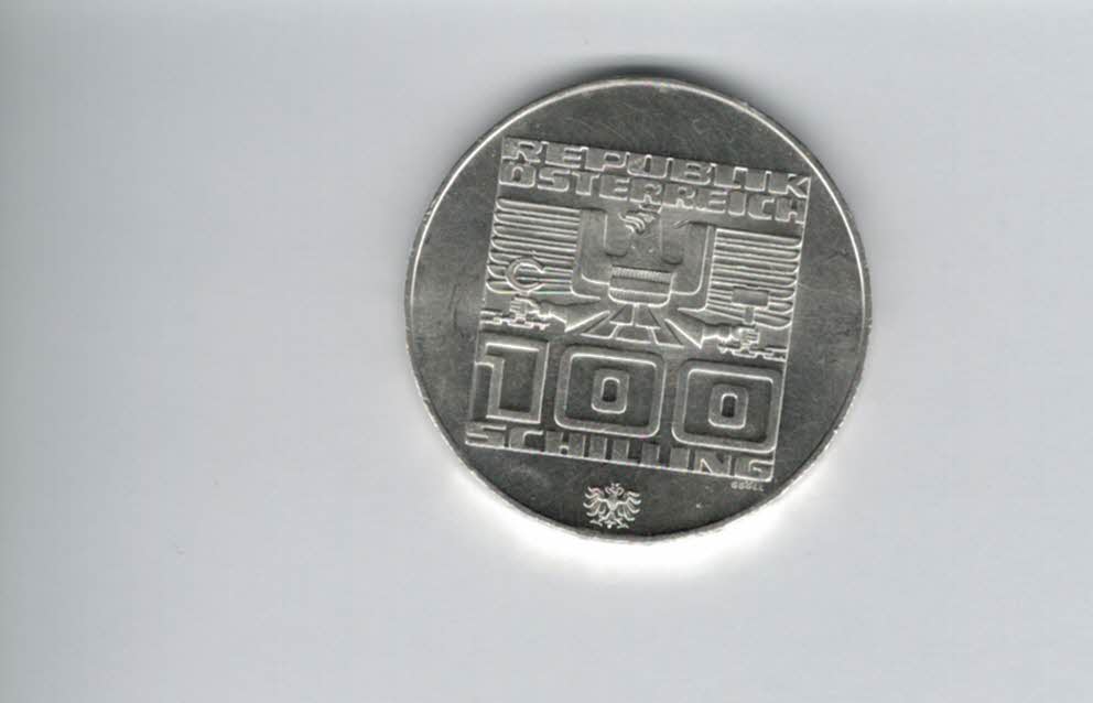  100 Schilling 1976 Winterolympiade Innsbruck Abfahrtsläufer Hall 15,36 Fein Ag Österreich (01914/8)   