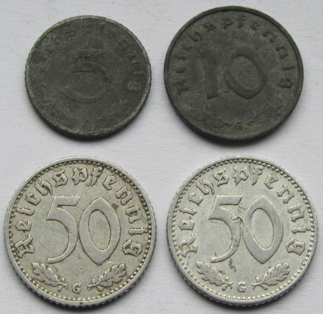  Deutsches Reich: Lot aus vier seltenen Jahrgängen Pfennige   