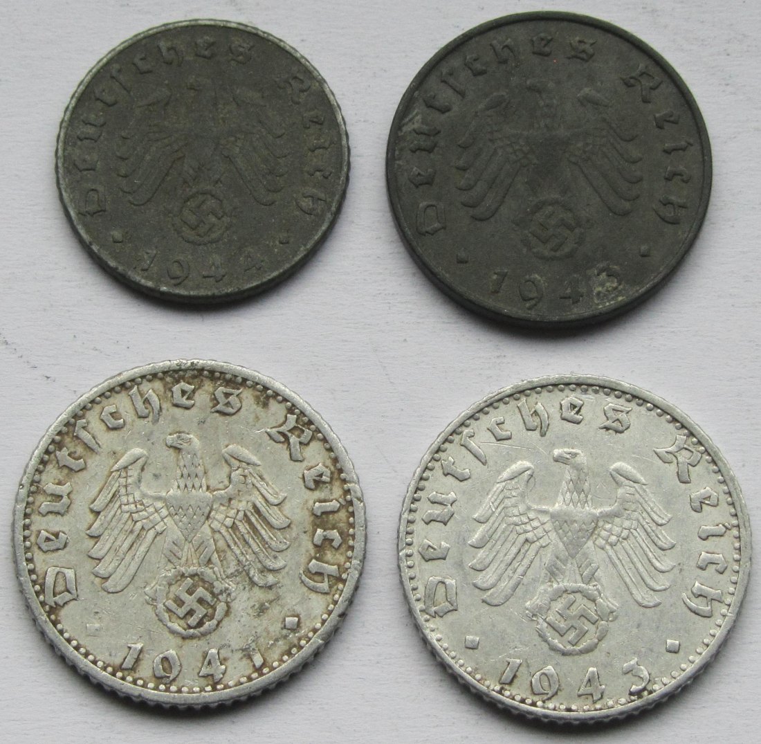  Deutsches Reich: Lot aus vier seltenen Jahrgängen Pfennige   