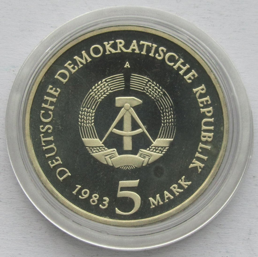  DDR: 5 Mark Eisleben 1983, Polierte Platte/PP   