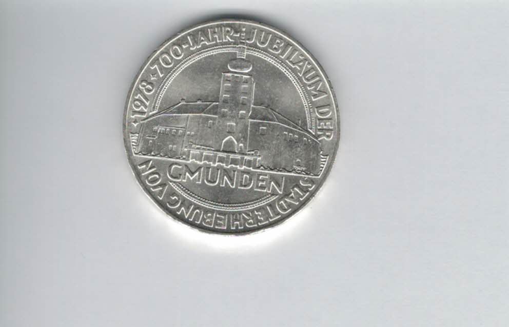  100 Schilling 1978 Stadt Gmunden Oberösterreich Ag 15,36g fein Österreich Spittalgold9800 (1914/17)   