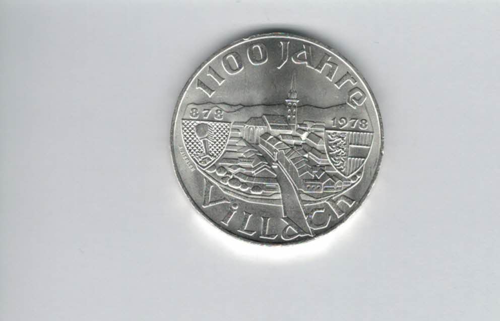  100 Schilling 1978 1100 Jahre Villach/Kärnten Ag 15,36g fein Österreich Spittalgold9800 (01914/19   