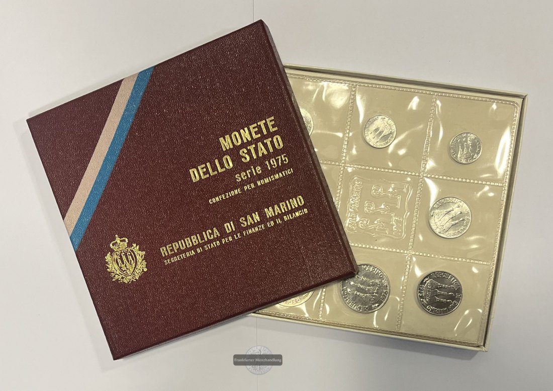  San Marino Monete Dello Stato 1975 Confezione per Numismatici FM-Frankfurt   