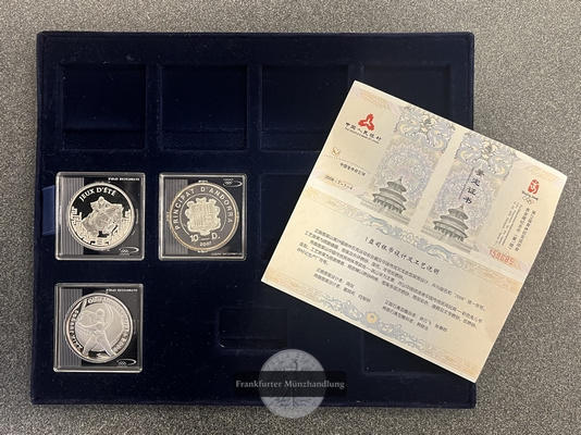  Kuba & Frankreich & Andorra 3'er-Set 2007-2008 Olmypische Spiele FM-Frankfurt Feinsilber:80,4g   