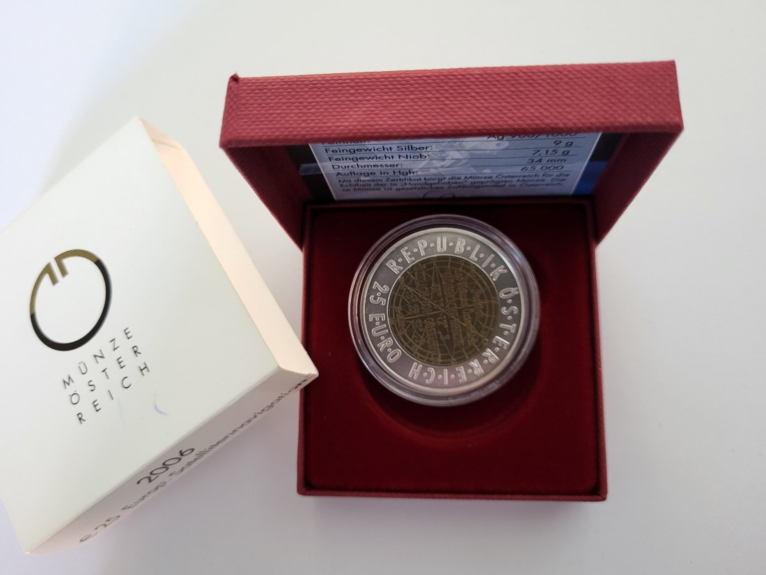  25 Euro 2006 Niob Europ. Satellitennavigation Silber 900 Ag Österreich Spittalgold9800 (5374   