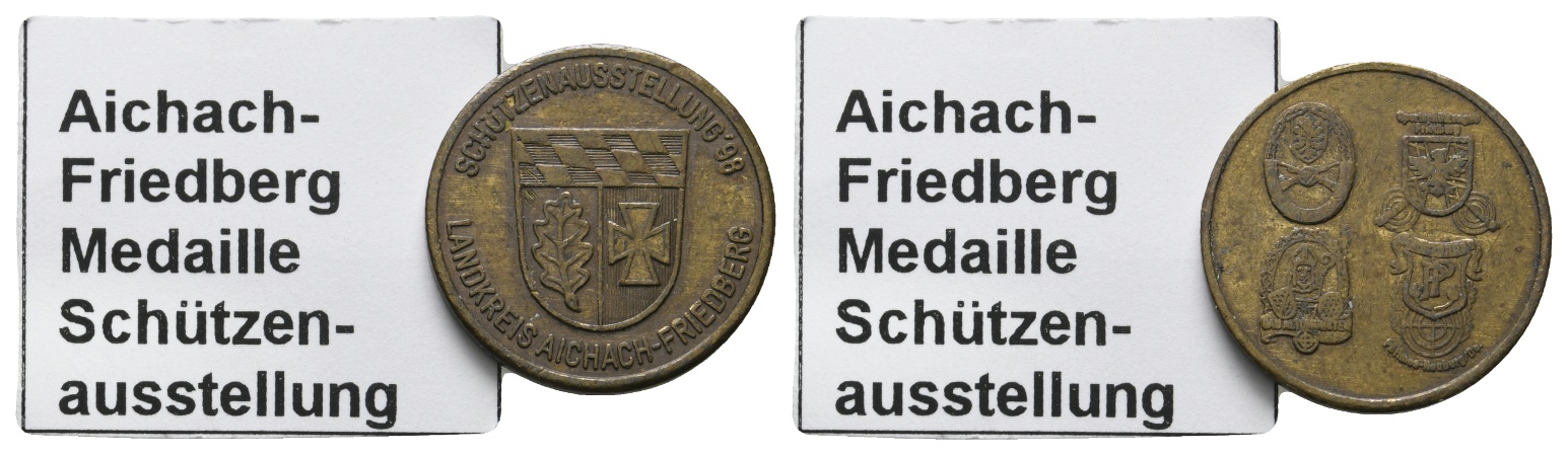  Bayern, Aichach-Friedberg Schützenausstellung '98, Medaille, Bronze, 2,64 g, Ø 20 mm   