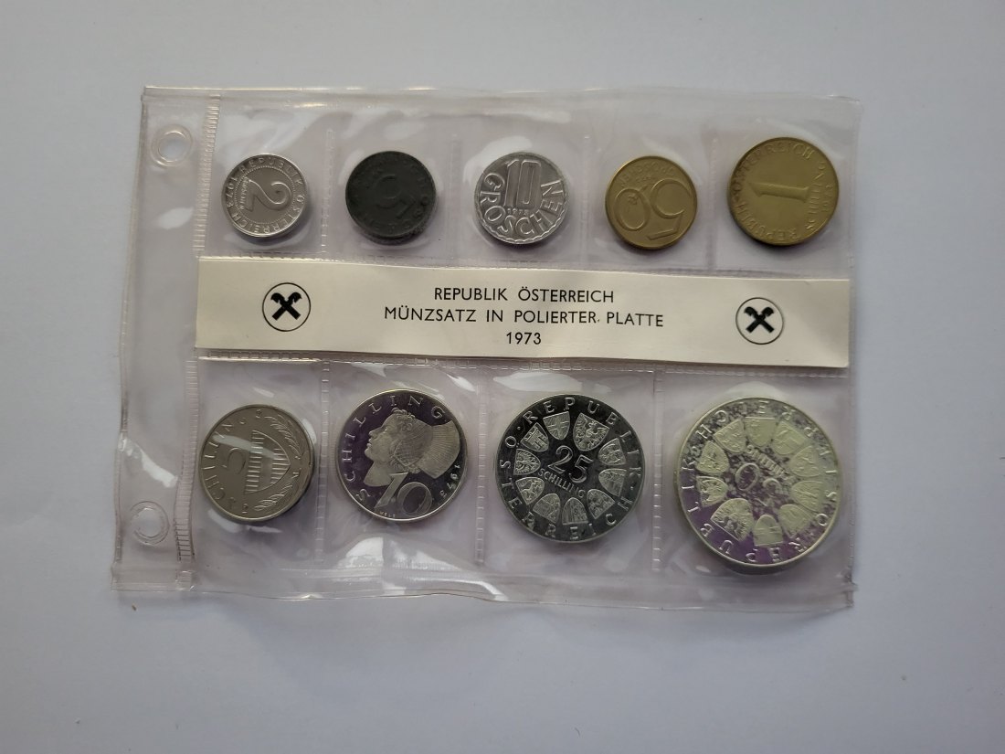  KMS Kursmünzensatz 1973 50 25 10 Schilling Silber Österreich Spittalgold9800 (2540   