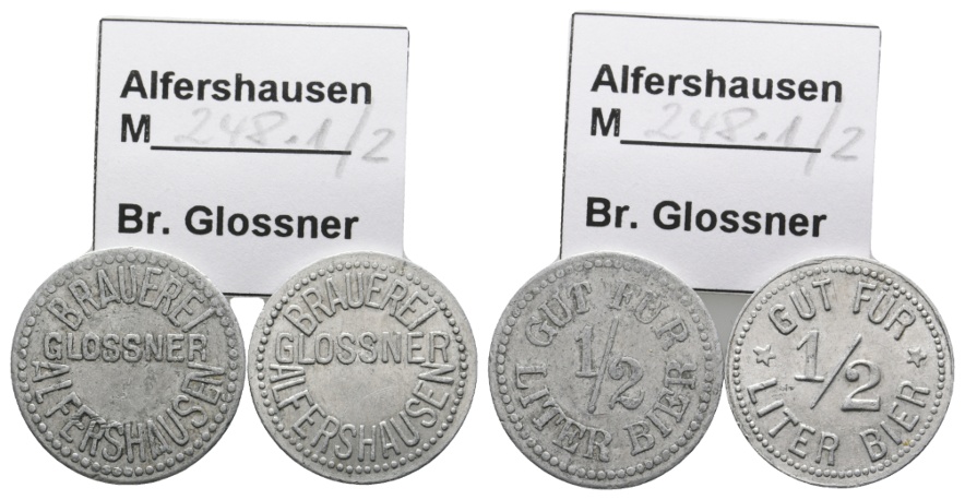  Bayern, Alerheim, Brauerei Glossner; Menzel 248.1 / 248.2; (2 Stück)   