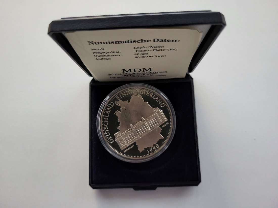  Medaille 1990 Deutschland, Einig, Vaterland 40 Jahre Deutschland Spittalgold9800 (00   