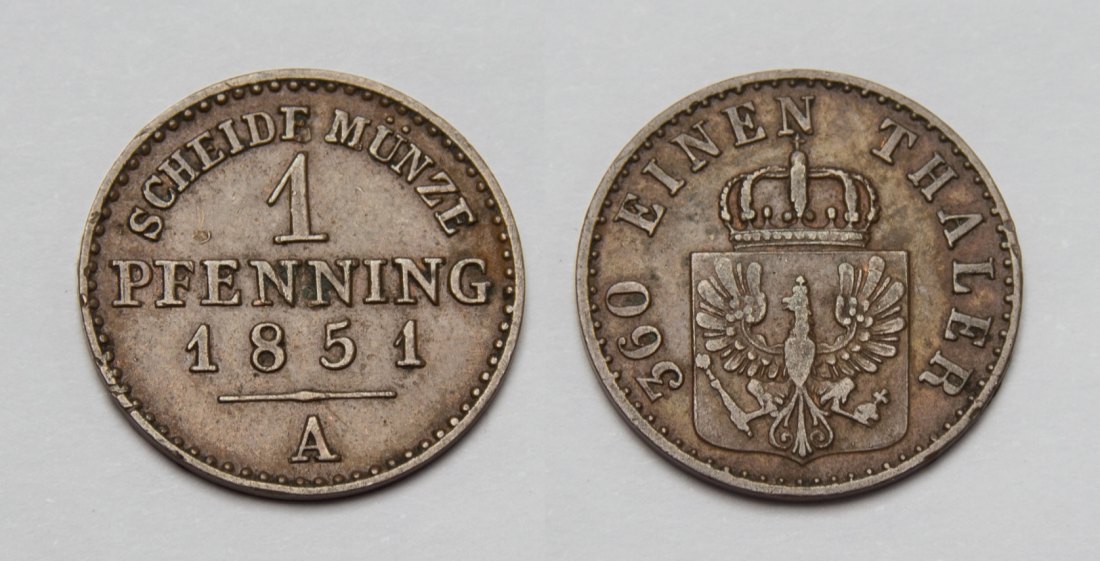  Brandenburg- Preussen 1 Pfennig 1851 A Friedrich Wilhelm IV. vz   