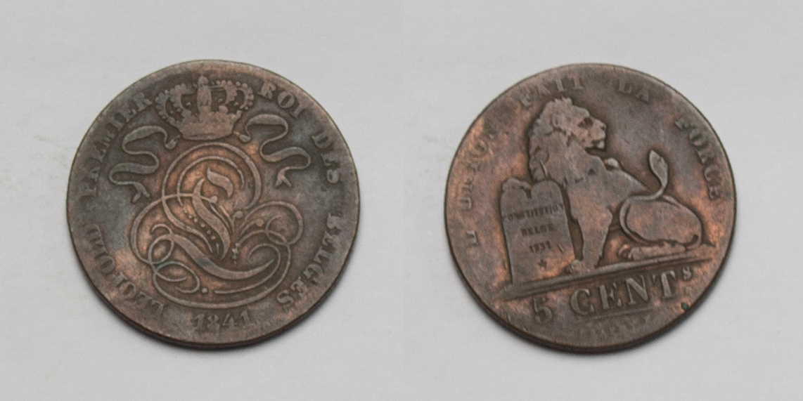  Belgien 5 Centimes 1841 Leopold I. Kupfer ss   