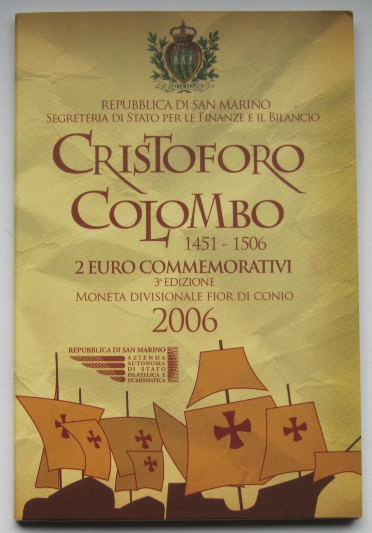  San Marino: 2 Euro Kolumbus 2006   