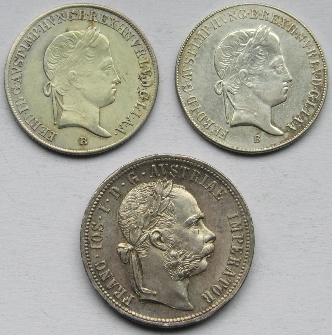  Österreich/Ungarn: 20 Kreuzer 1841 + 1848 + 1 Florin 1877   