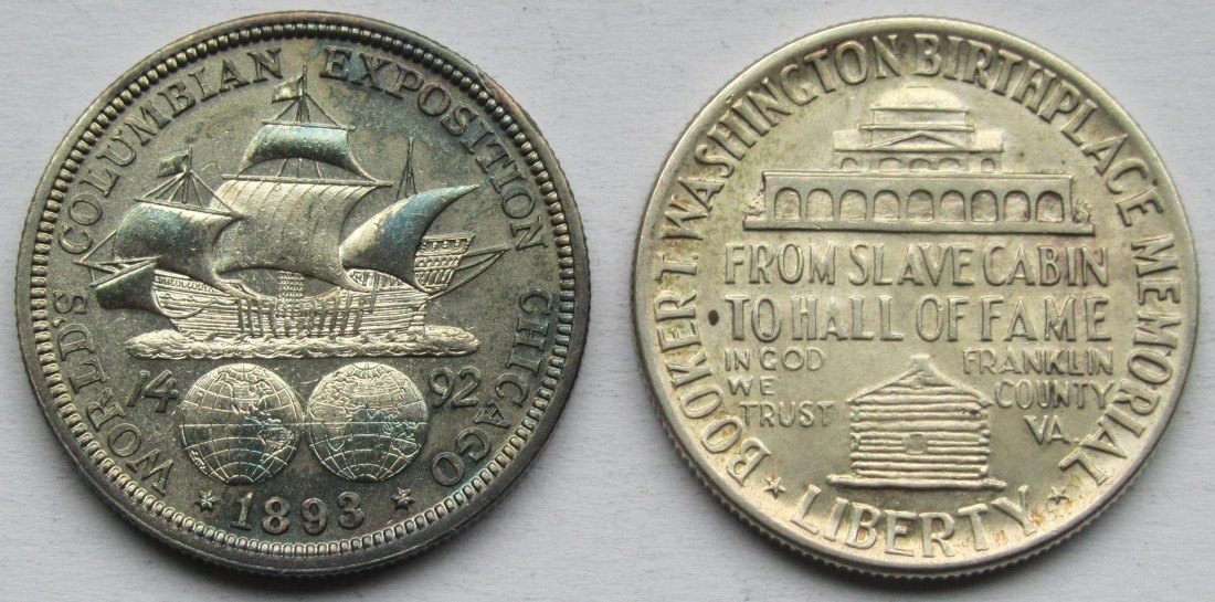 USA Vereinigte Staaten: 2 x 1/2 Dollar Silber (1893 + 1946), zusammen 22,5 g Feinsilber   