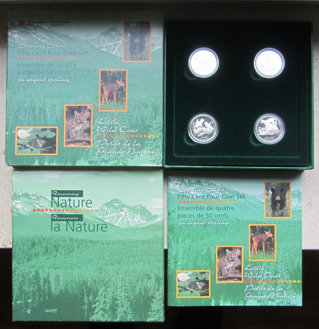  Kanada: Satz Little Wild Ones 1996, 4 x 50 Cents, zusammen 34,4 g Feinsilber   
