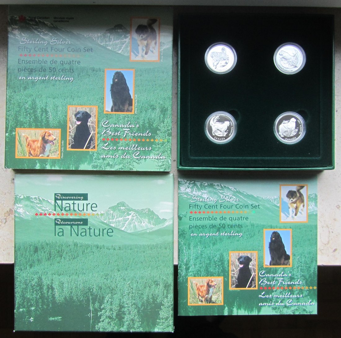  Kanada: Satz Canada's Best Friends 1997, 4 x 50 Cents, zusammen 34,4 g Feinsilber   