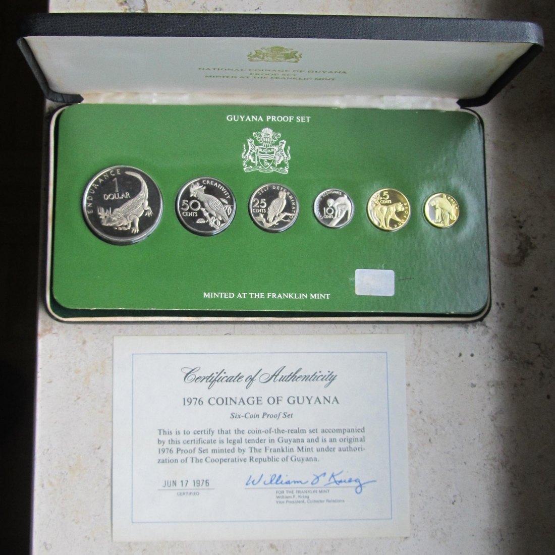  Guyana: Kursmünzensatz 1976   