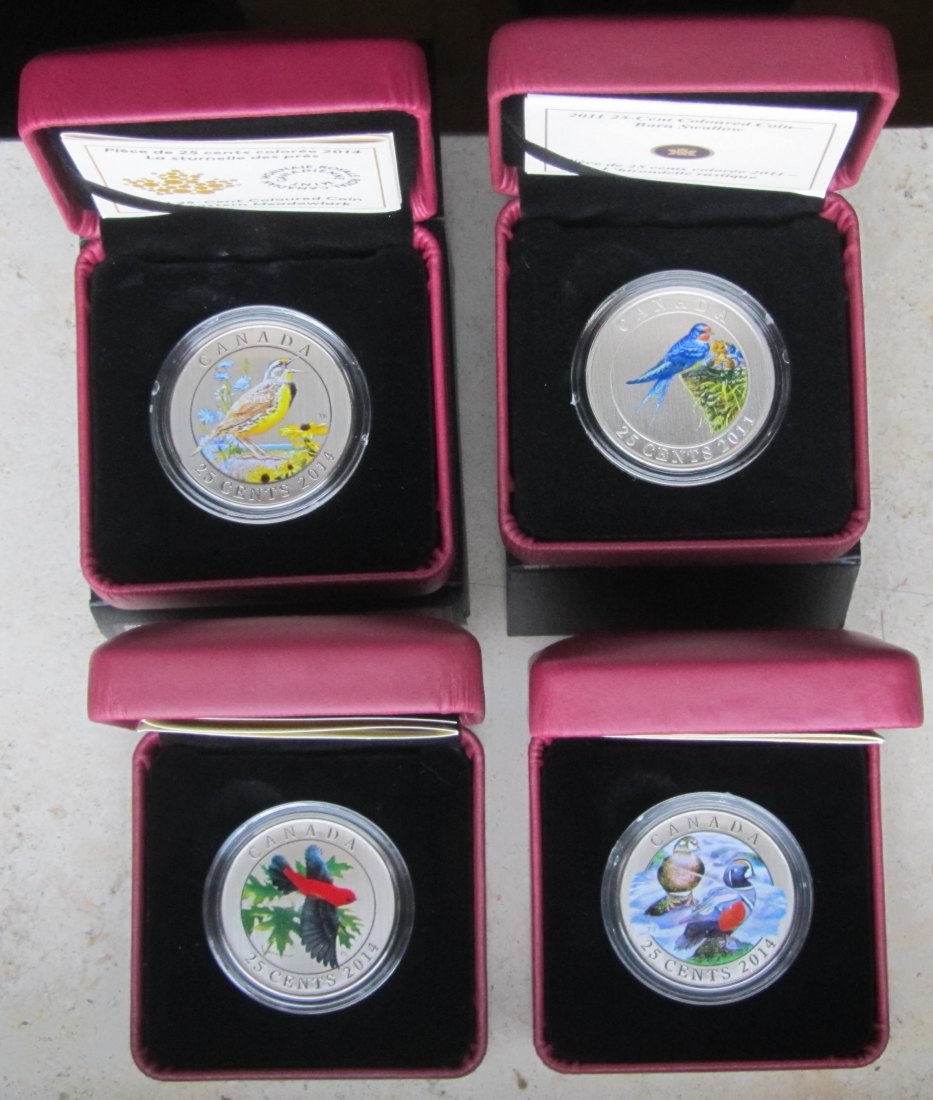  Kanada: Vier verschiedene 25 Cents Vögel   
