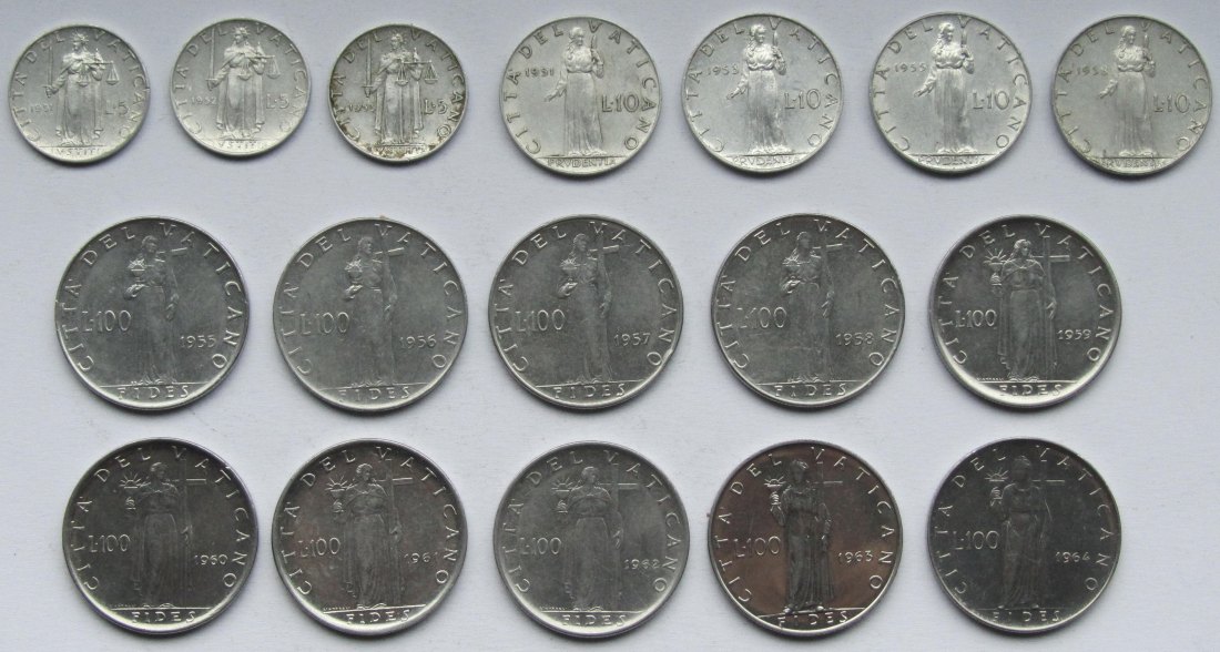  Vatikan: 17 verschiedene Jahrgänge Lire   