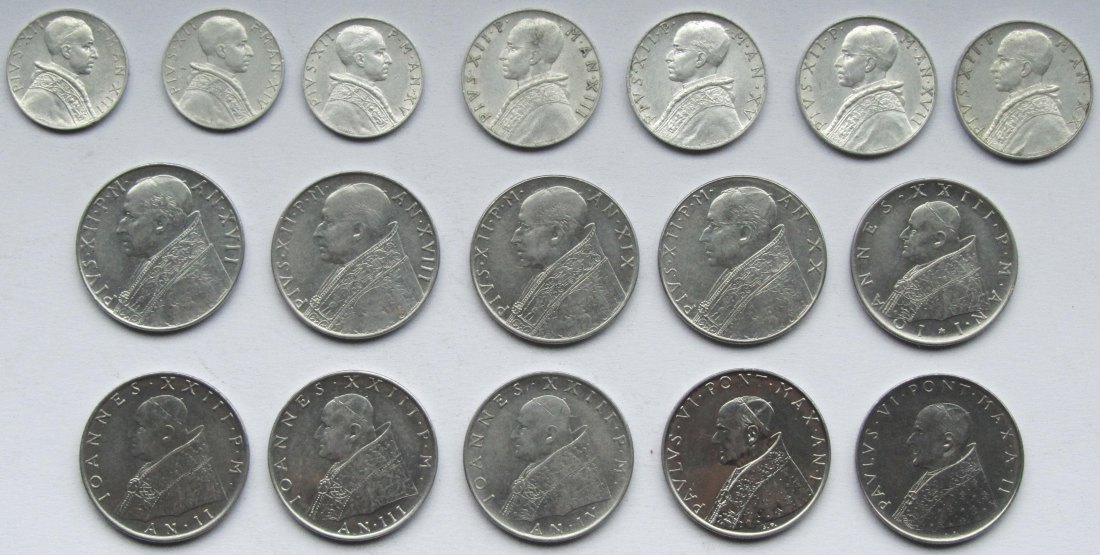  Vatikan: 17 verschiedene Jahrgänge Lire   