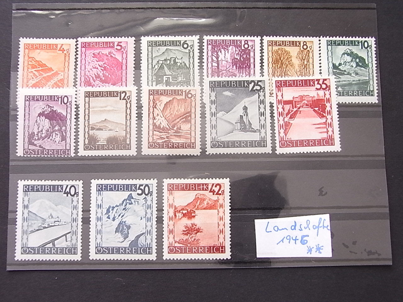  Österreich 4 - 50 Groschen Satz Landschaften 1946 **Postfrisch   