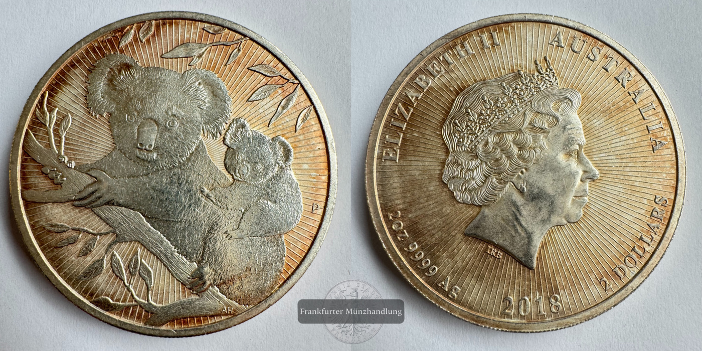  Australien 2 Dollars (Koala with Cub) 2018 FM-Frankfurt KM#3537 Feinsilber: 62,2g   