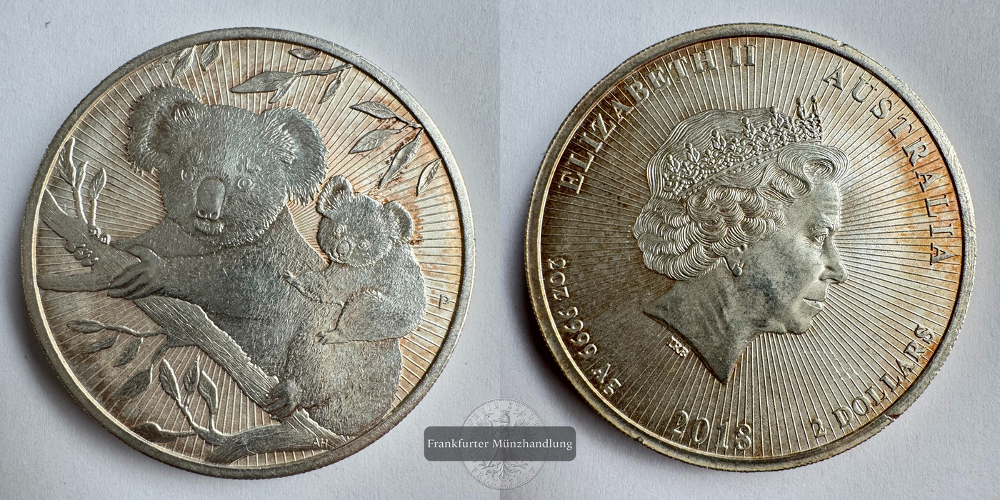  Australien 2 Dollars (Koala with Cub) 2018 FM-Frankfurt KM#3537 Feinsilber: 62,2g   