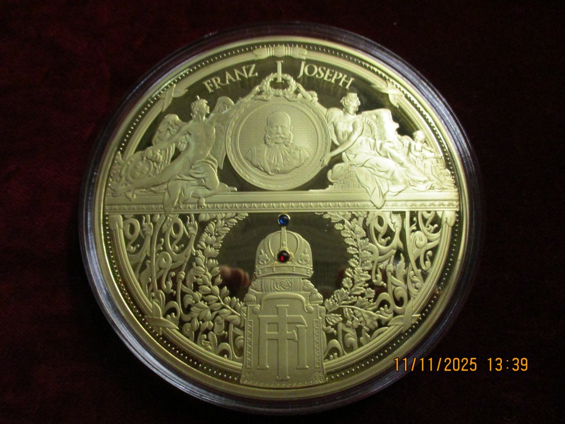  Medaille 376 Gramm Metall: Cu vergoldet / 18   