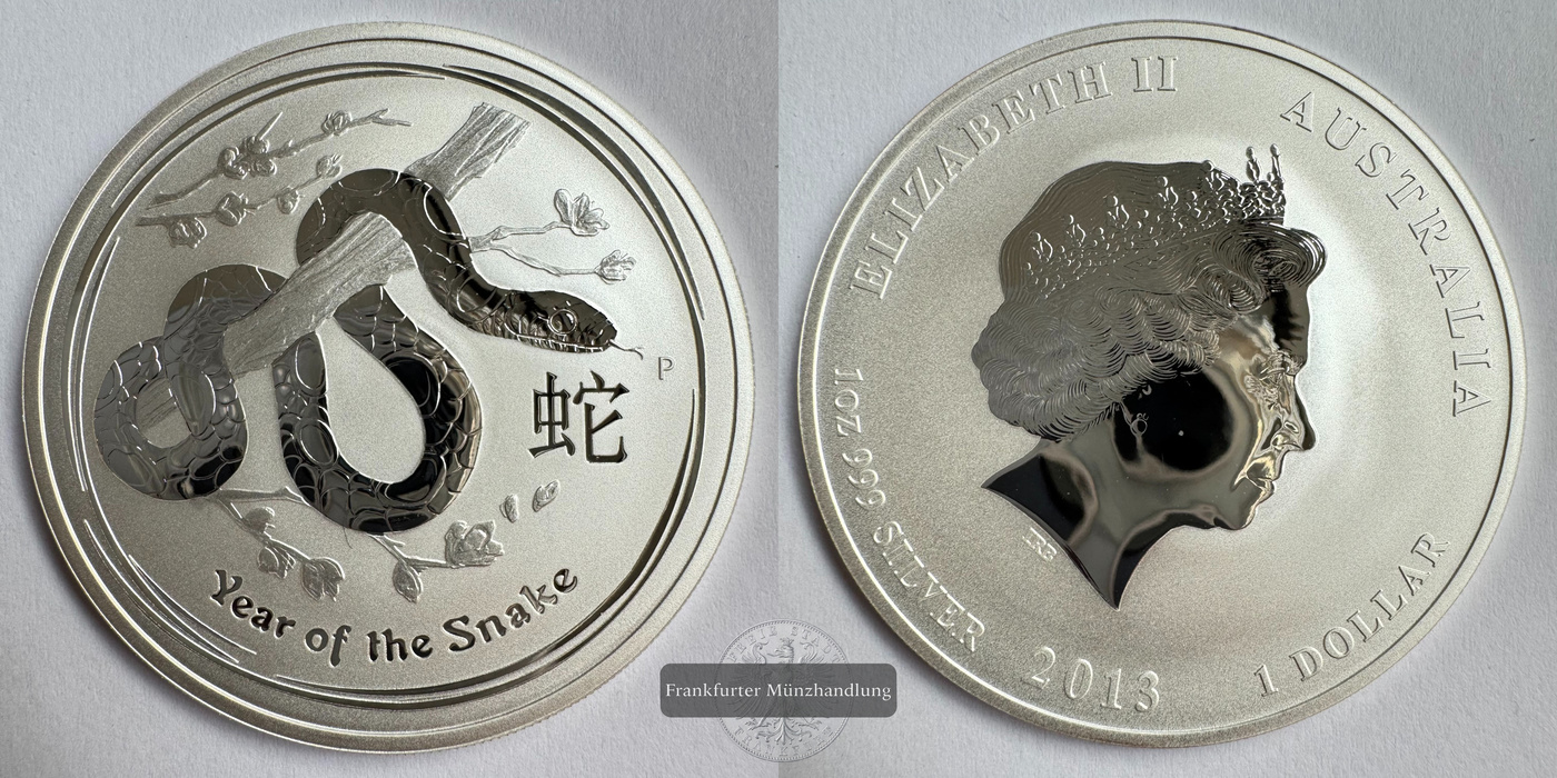  Australien 1 Dollar 2013 Snake/Schlange FM-Frankfurt KM#1827 Feinsilber: 31,1g   
