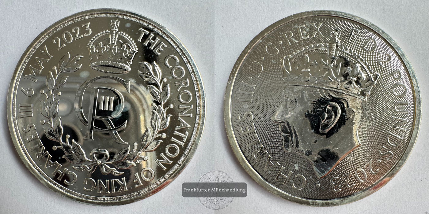  UK 2 Pounds Charles III (Coronation) 2023 FM-Frankfurt N#370269 Feinsilber: 31,2g   