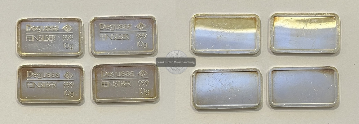  Deutschland Silberbarren Degussa 10g x 4 Stück  FM-Frankfurt Feinsilber: 40g   
