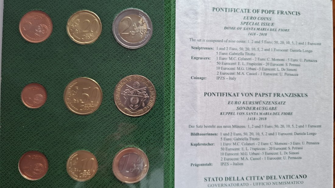  Vatikan original Kms 8,88 Euro 2018 im grünen Folder   