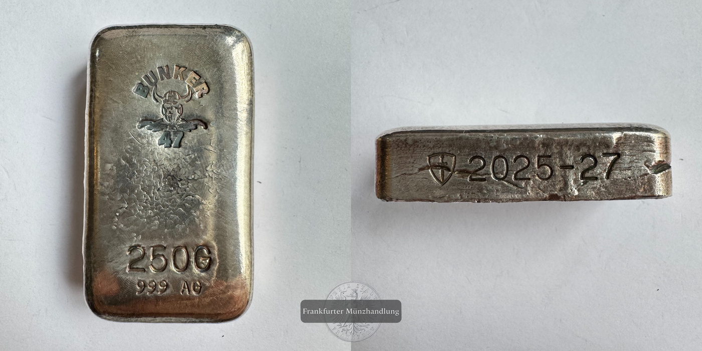  Deutschland / Bunker 47 250g Silberbarren 2025 FM-Frankfurt Feinsilber: 257,9g   