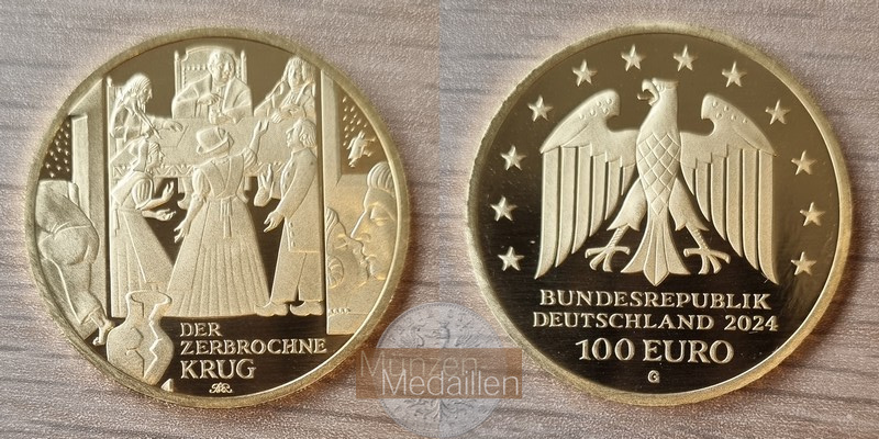 BRD. 100 Euro MM-Frankfurt  Feingewicht: 15,55g Gold Meisterwerke der dt. Literatur - Krug 2024 G 