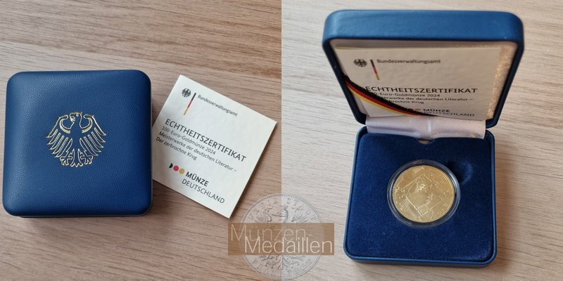 BRD. 100 Euro MM-Frankfurt  Feingewicht: 15,55g Gold Meisterwerke der dt. Literatur - Krug 2024 G 