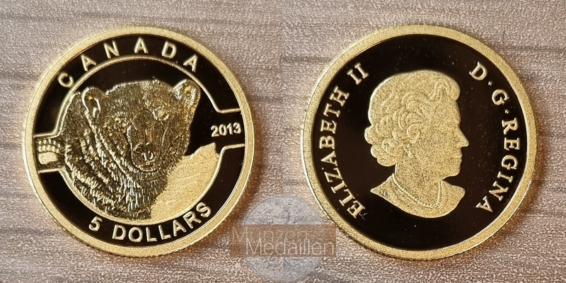 Kanada 5 Dollar MM-Frankfurt Feingold: 3,11g Eisbär 2013