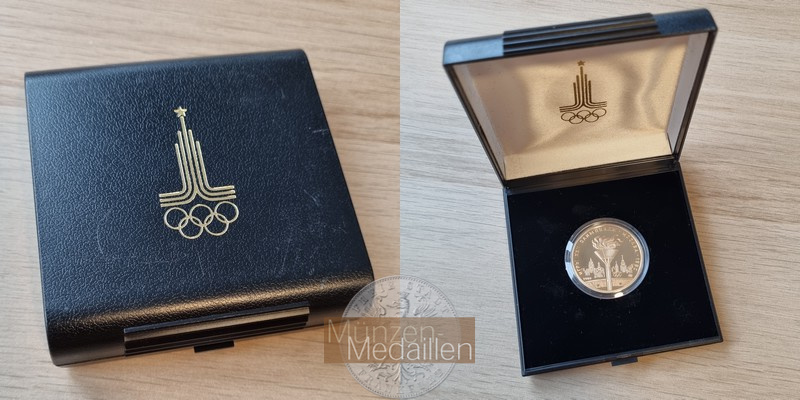 Russland Olympische Flamme MM-Frankfurt Feingold: 15,55g 100 Rubel 1980 