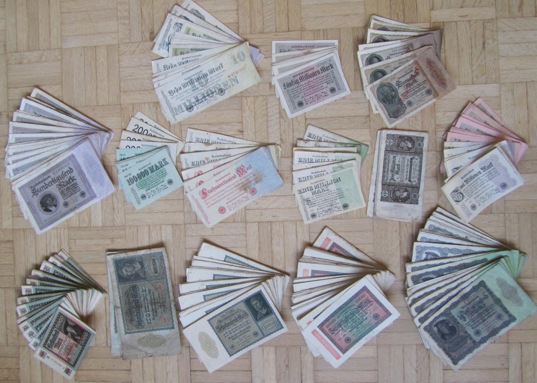  Deutsches Reich: Großes Lot Banknoten ab 5000 Mark vor 1924   