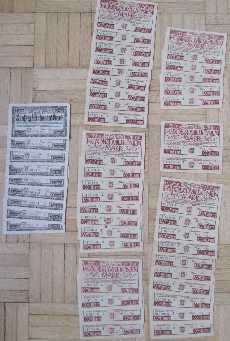  Deutsches Reich: Lot aus einigen Serien mit fortlaufenden Nummern der Hessischen Landesbank   