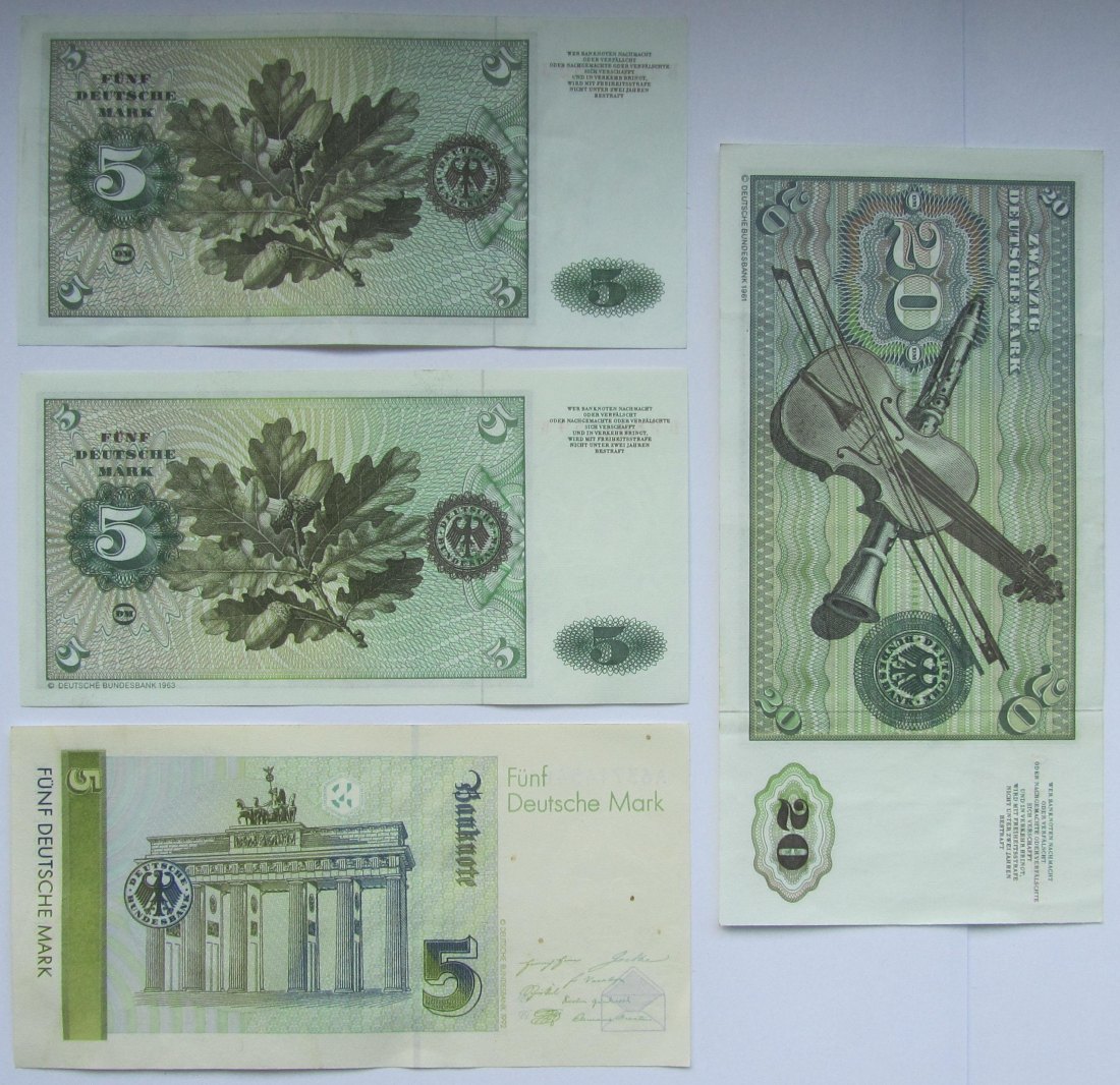  Deutschland: Kleines Lot kassenfrische DM-Banknoten   
