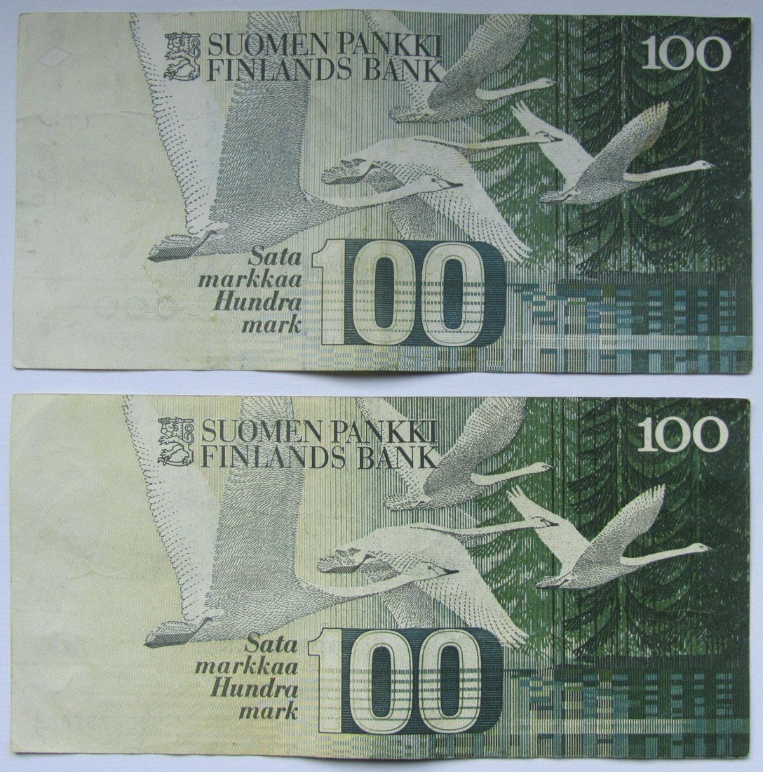  Finnland: 2 x 100 Markkaa 1986   