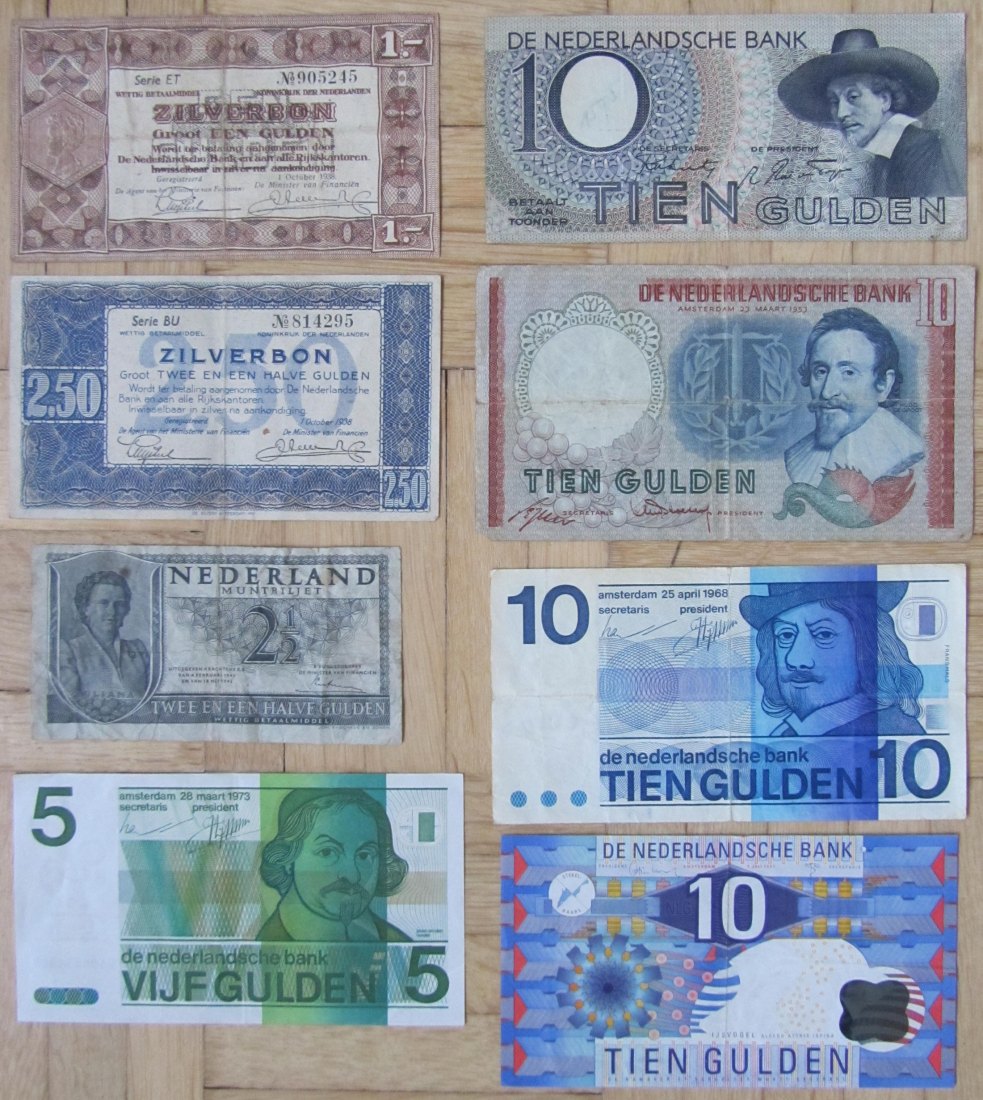 Niederlande: Lot aus acht verschiedenen Banknoten   