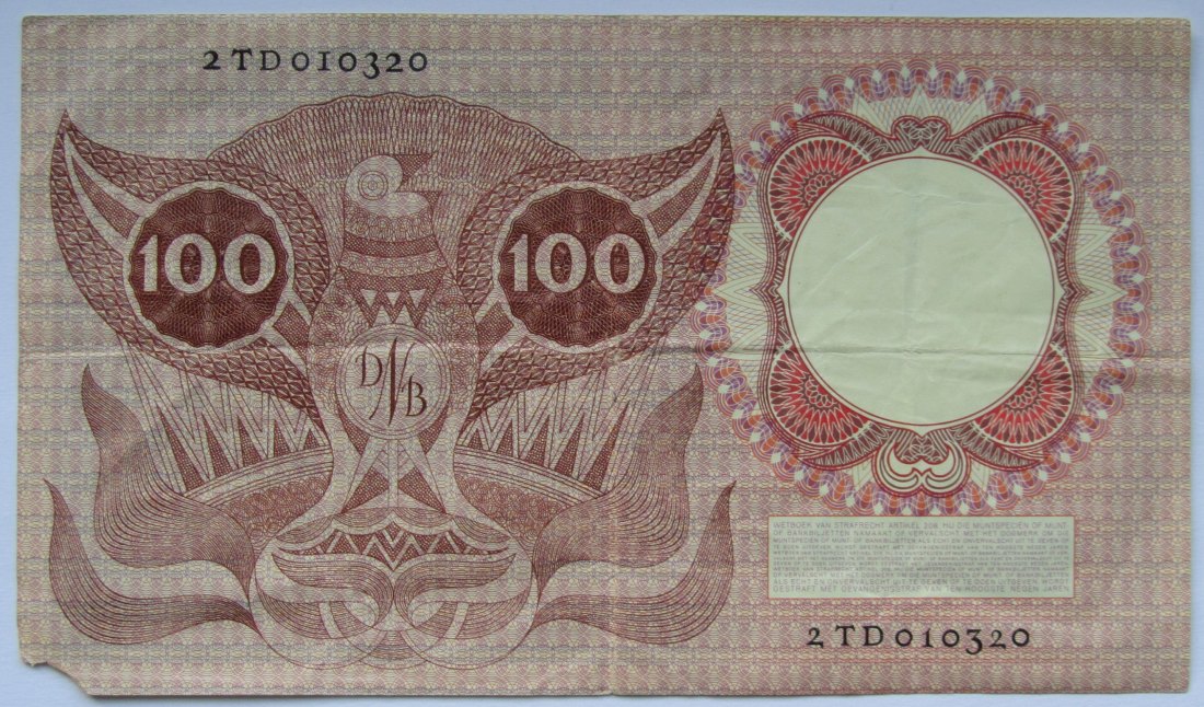  Niederlande: 100 Gulden 1953   
