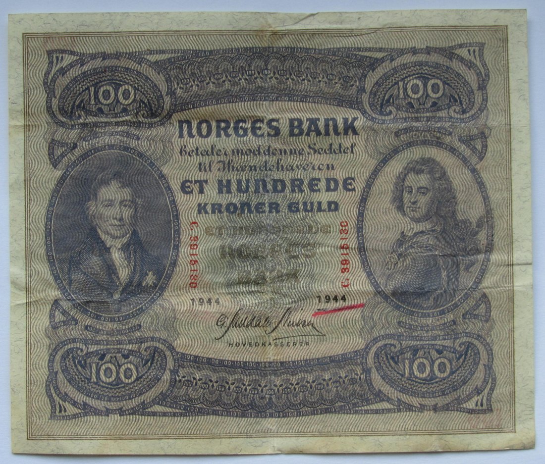  Norwegen: 100 Kronen 1944   