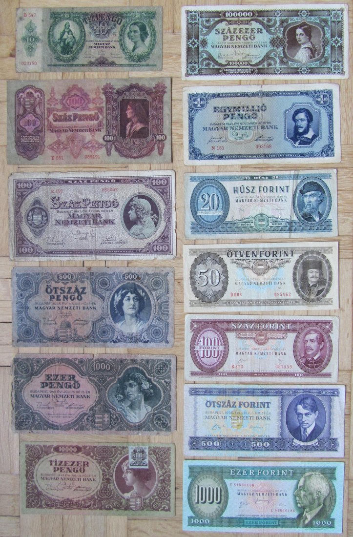  Ungarn: Lot aus 13 verschiedenen Banknoten   