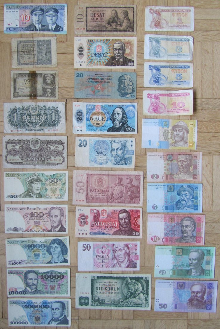  Osteuropa: Lot aus 29 verschiedenen Banknoten   