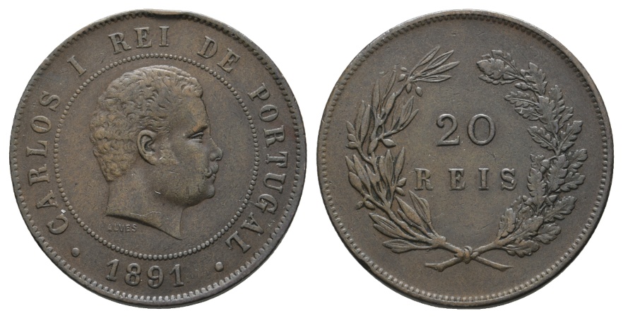  Ausland; Portugal; 20 Reis 1891   
