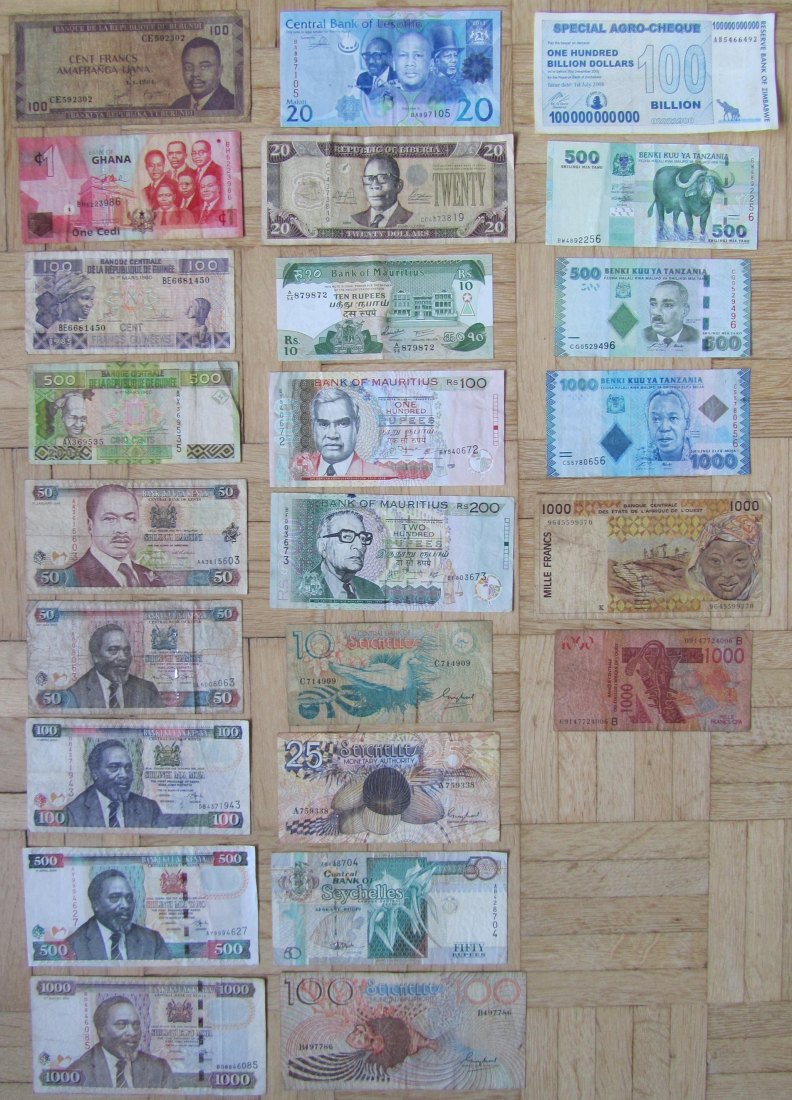  Afrika: Lot aus 24 verschiedenen Banknoten   
