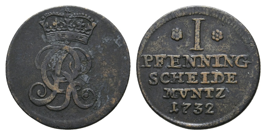  Altdeutschland; Kleinmünze 1732   